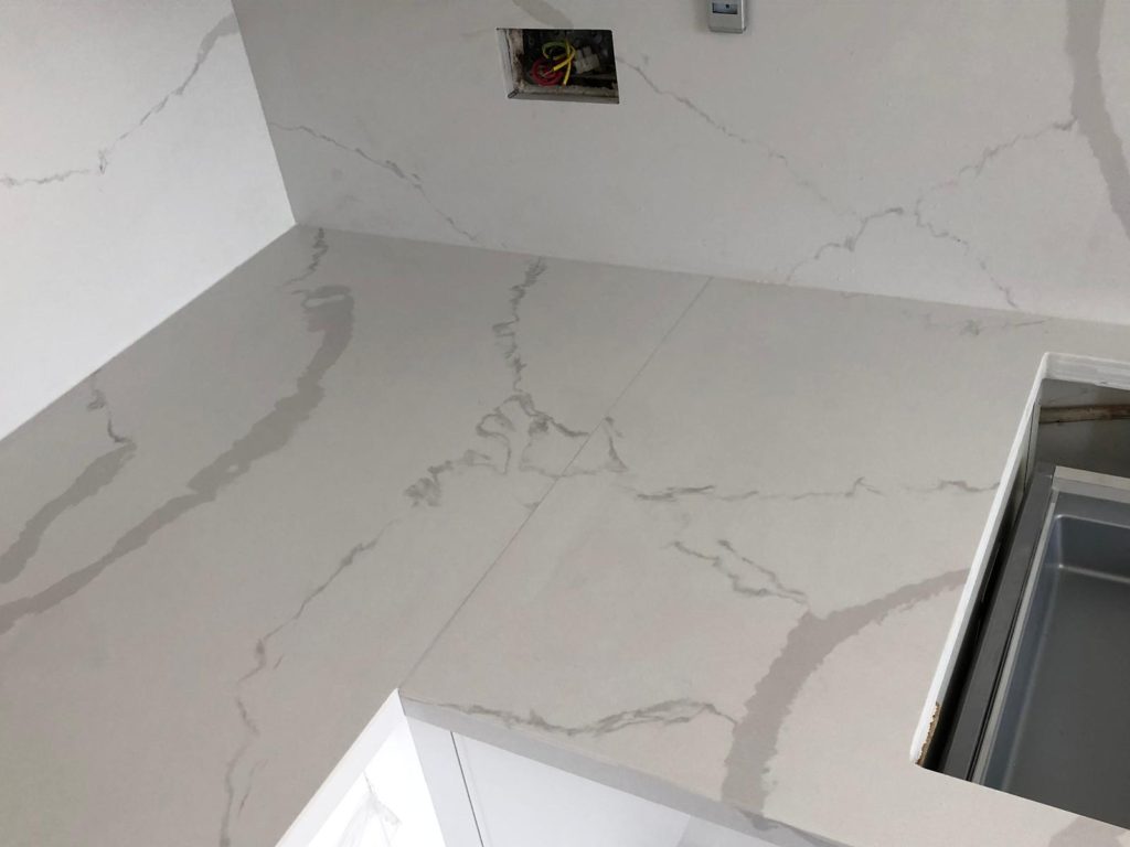 30mm Statuario Kitchen Installation Medusa Stone