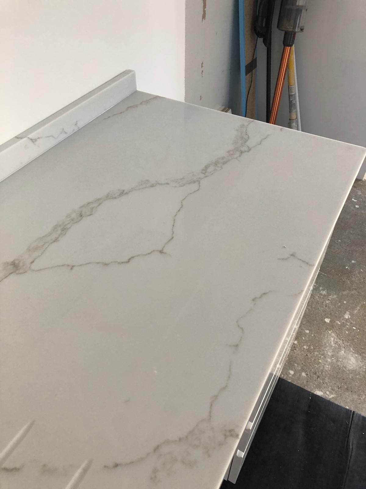 20mm Calacatta Aurellia Quartz Installation - Medusa Stone