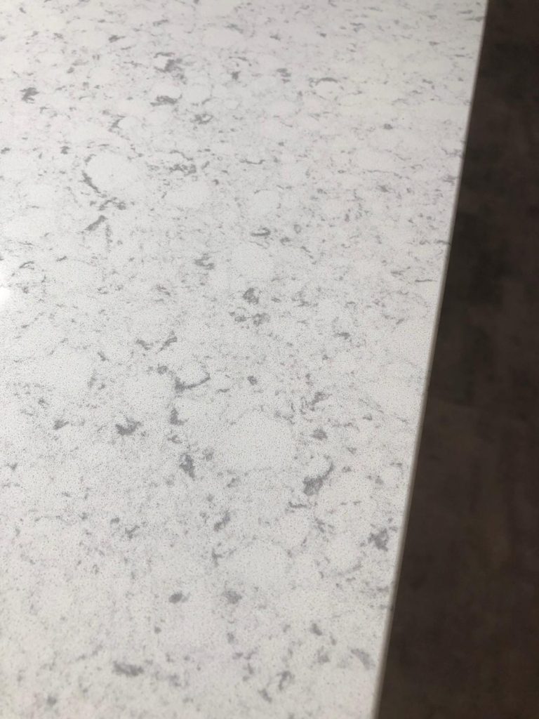 20mm Bianco River Quartz kitchen installation - Medusa Stone